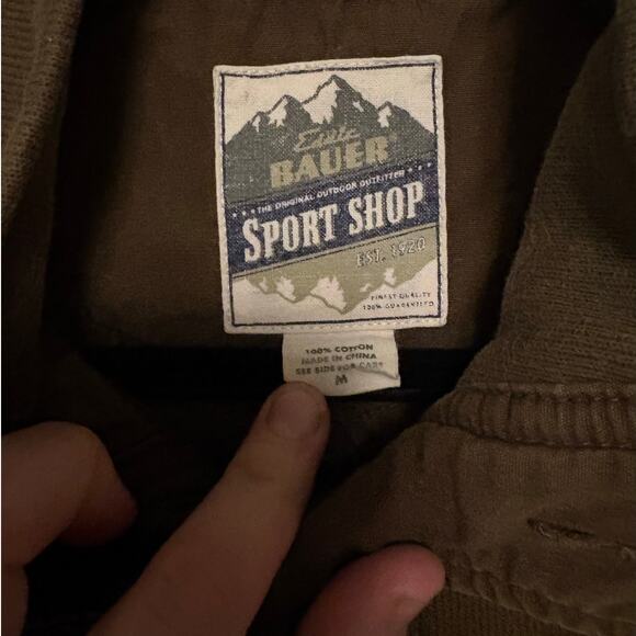 Eddie Bauer 1/4 Button Up Sweater | M | Vintage Olive Green - Picture 3 of 4